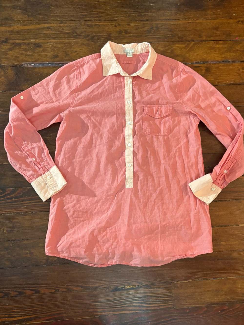 J. Crew lightweight salmon pink two tone shirt top size M